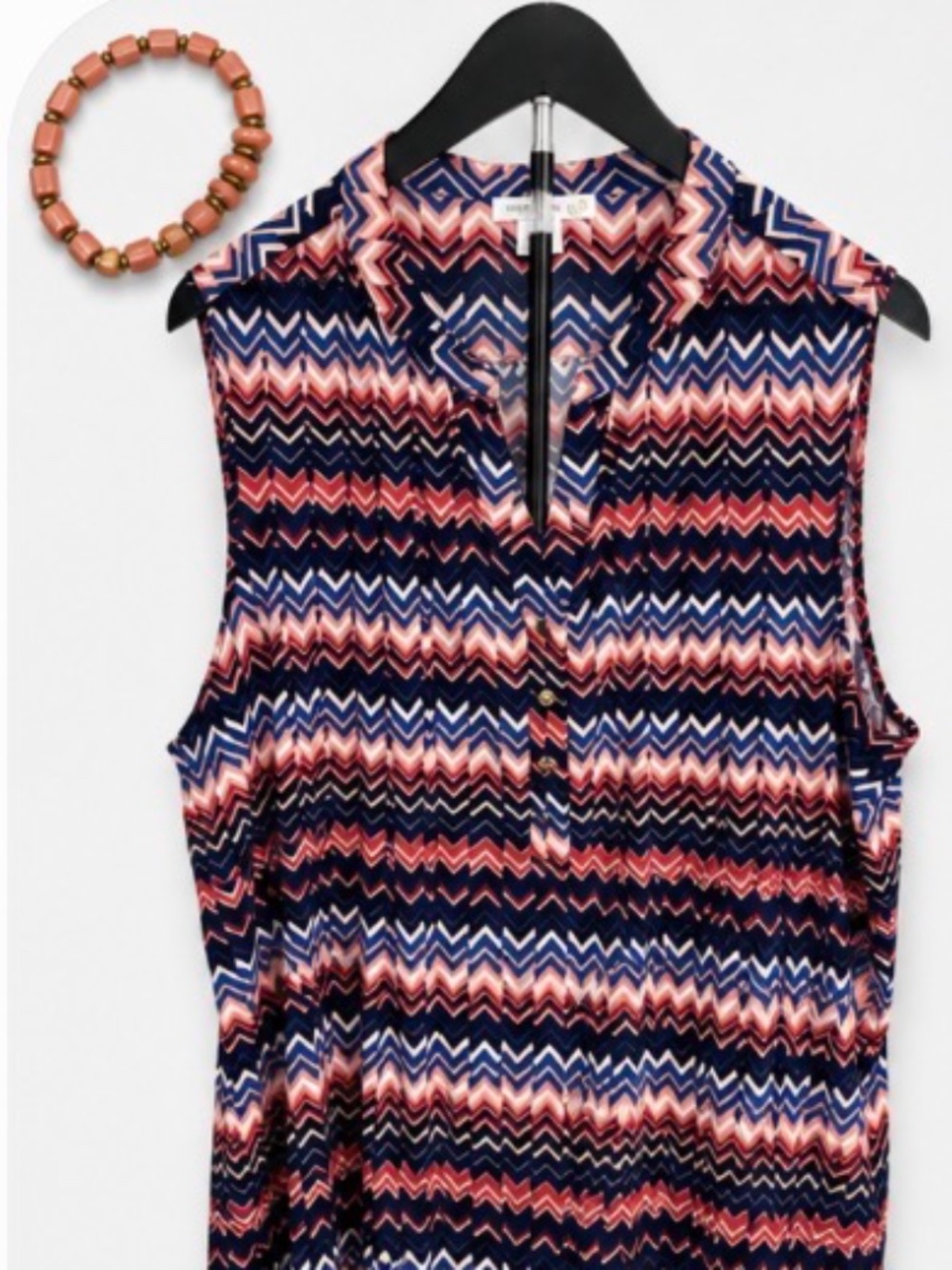 Westport 1962 Women’s 3X Sleeveless Chevron Print Blouse